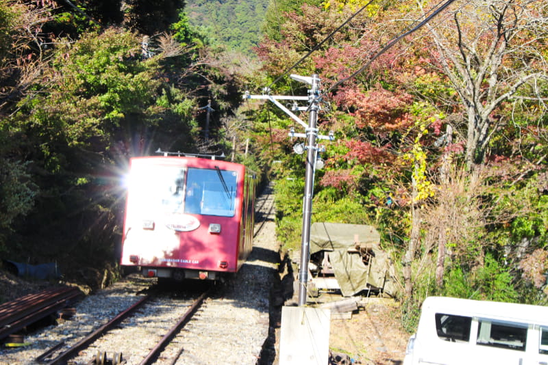 紅葉と筑波山ケーブルカー